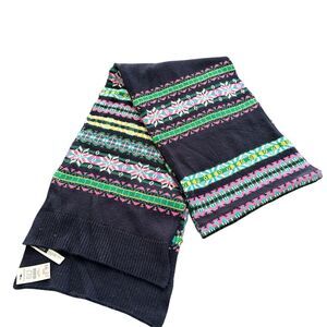 NWT Talbots Fair Isle Striped Scarf Cotton Merino Wool Cozy Gift Warm 76”x10”